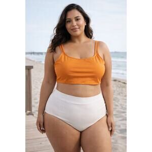 Vintage Y2K Newport News Sunny Sherbet Orange Tankini Top Double Strap Swim 6